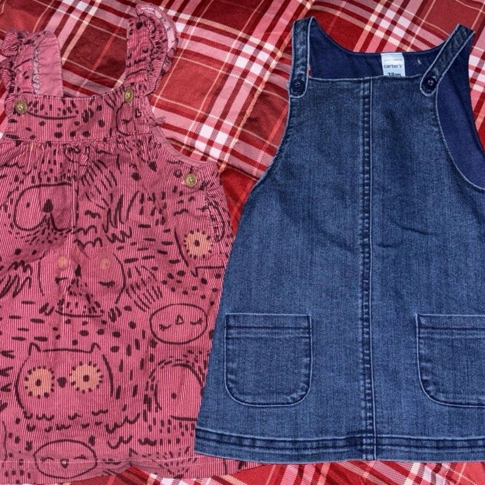 Pink Owl Print Dress and Denim dresses